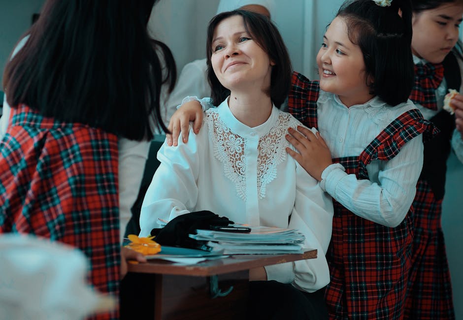 Teacher with schoolgirls